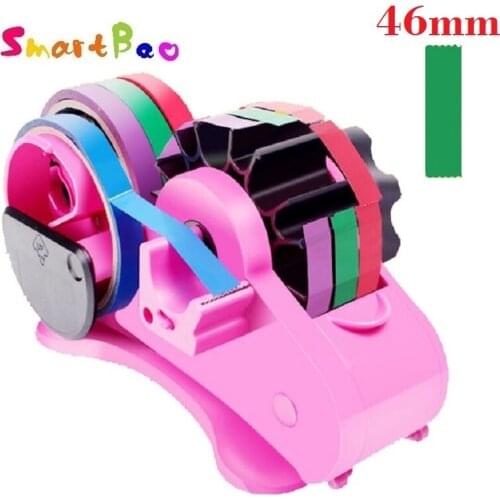 Auto Tape Dispenser with 46mm Fixed Length Tape Cutter and Free Length Cutter School Stationary Scrapbooking Tools, Random Color