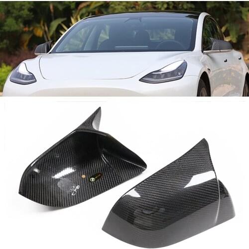 LUXURY Real Carbon Fiber For Tesla Model 3 Mirror Covers 2017 2018 2019 2020-2021 Rear View Rearview Case Caps Side Casing Kits