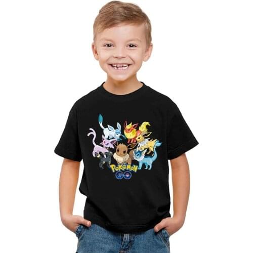 Pokemon Children Clothes Summer Soft Cotton Short Sleeve Pikachu Cartoons T-shirt Kids Tops Fashion Boys Tee Shirt Girls Top