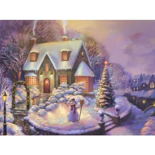 Diy full square round drill diamond painting christmas dinner mosaic embroidery 5d cross stitch kits winter house decor AA2411