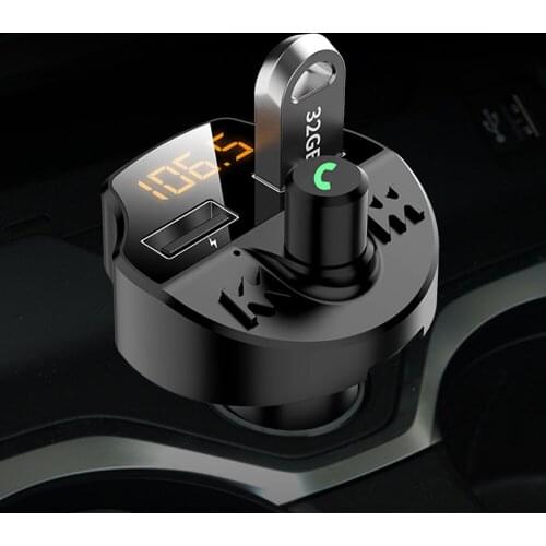 Fm Transmitter Modulator Bluetooth 5.0 Adapter Battery Voltage Car Kit Audio MP3 Player Dual USB Charger Smartphones Charger