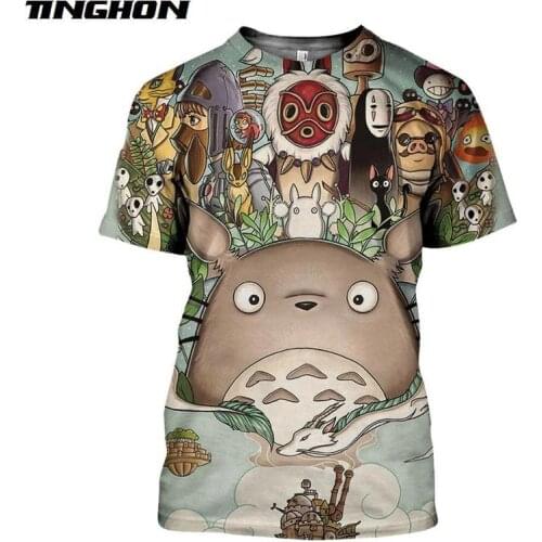 Anime Studio Ghibli spirited away 3D Printed men t shirt Totoro Harajuku Short sleeve shirt Summer street Casual Unisex tshirt