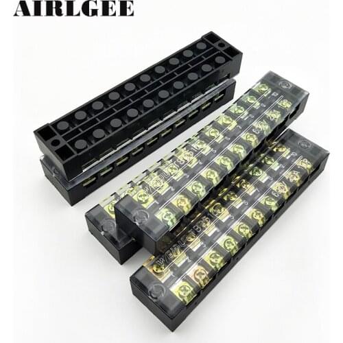 5 Pcs 600V 25A Dual Rows 10P Covered Barrier Screw Terminal Block TB2510 Wire Connector