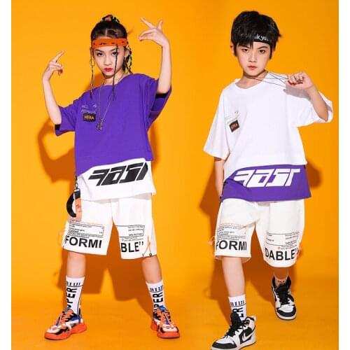 Children Jazz Dance Costumes Short Sleeved Shorts Suit Modern Dance Hip Hop Clothing Performance Costumes Rave Clothes DQS7180