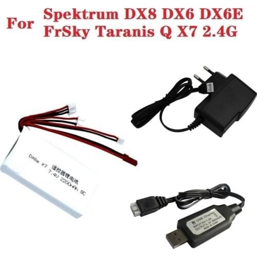 Li-Polymer with Charger 2S 7.4V 2200mah 8C Lipo Battery For Radiolink RC3S RC4GS RC6GS DX6e DX6 For Taranis Q X7 Transmitter