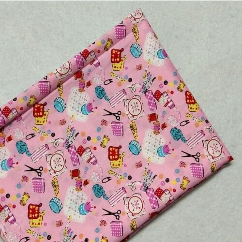 Cute Cartoon DIY items Scissors Rulers Printed 100% Cotton Poplin Fabric Quilting Baby Bedding Tilda Cloth Patchwork fabric