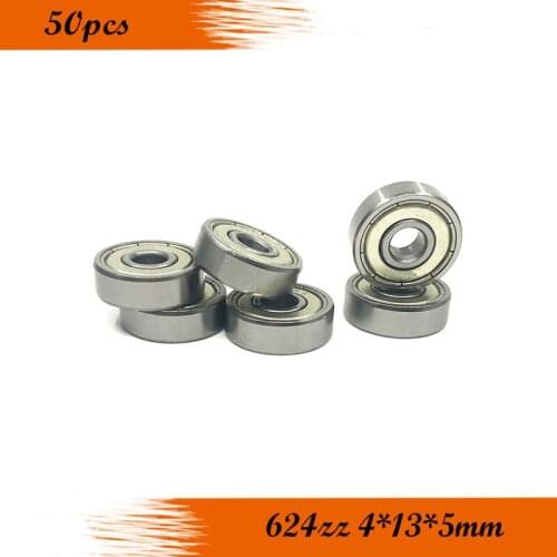 50pcs Free shipping 624ZZ 4x13x5mm miniature deep groove ball bearing 4*13*5mm 624 ZZ