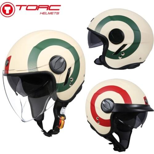 TORC T595 Open face helmet Double lens motorcycle 3/4 helmet Retro scooter modular helmet DOT approved capacete Moto casco