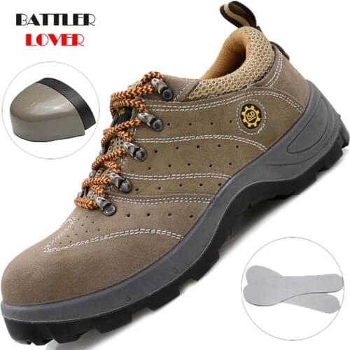 Men Safety Shoes Steel Cap Toe Work Boots Work Safety Shoes Male Safety Ankle Boots Workshop Security Shoes for Men Botas Unisex