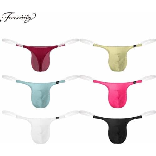 Plus Size G-String Men Underpants Seamless Transparent Elastic Waistband Bulge Pouch Thong Low Waist T-Back Bottom Underwear New