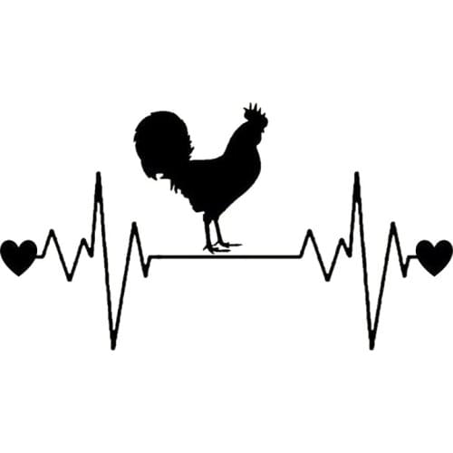Chicken Heartbeat Lifeline Sticker High Quality Car Decoration Personality PVC Waterproof Decal Black/White, 20cm*11cm