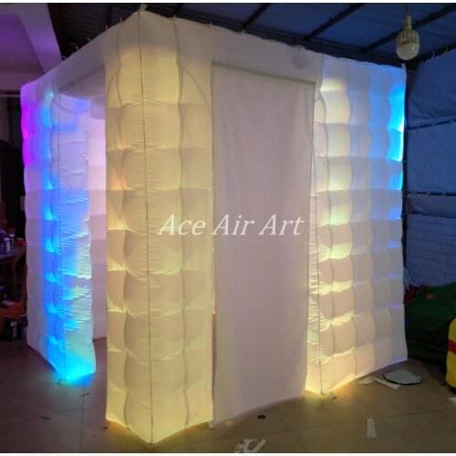 New arrival LED party cabinet Inflatable photo booth cube with door next to door tightly,foldable curtains,free logo for sale