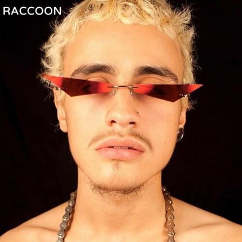 New Fashion Small Triangle Female Women Anti-Reflective Sunglasses Party Metal Y2K Frame Men Rimless Sun Glasses Mirror Vintage