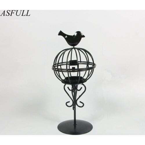 ASFULL Bird Cage Iron Candle Holder Design Moroccan Decor Lantern Wedding Candle Holder Home Decoration Desk Washer Candle