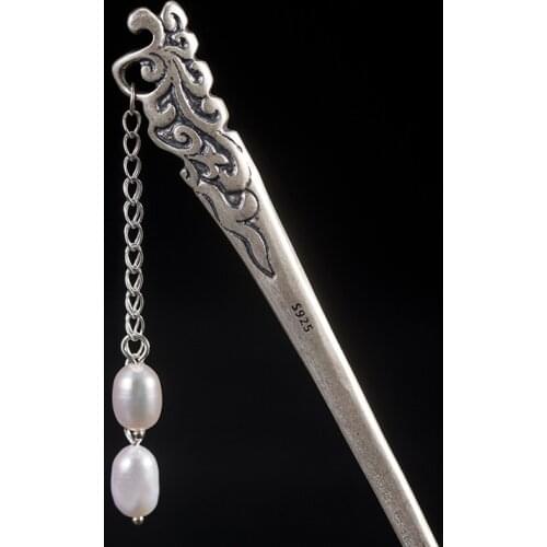 925 Sterling Silver Chinese Hair Stick Tassel Pearl Hanfu Hair Accessories For Women Jewelry Luxury Vintage Hairpins Traditional