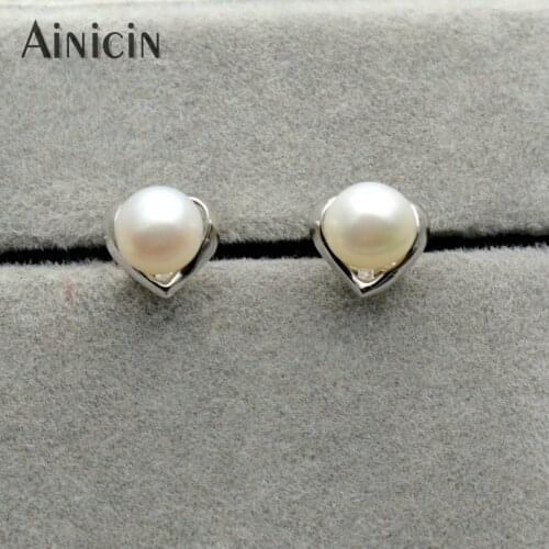 5mm Mini Natural Pearl Stud Earrings S925 Sterling Silver Heart Shape Pocket Size Earring For Women Girl Gift Jewelry 5pairs