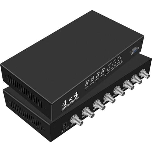 Broadcast grade SDI Matrix 4 in 4 out HD Switcher Power off memory protection Support IR Remote Control for Camera SDI Monitor