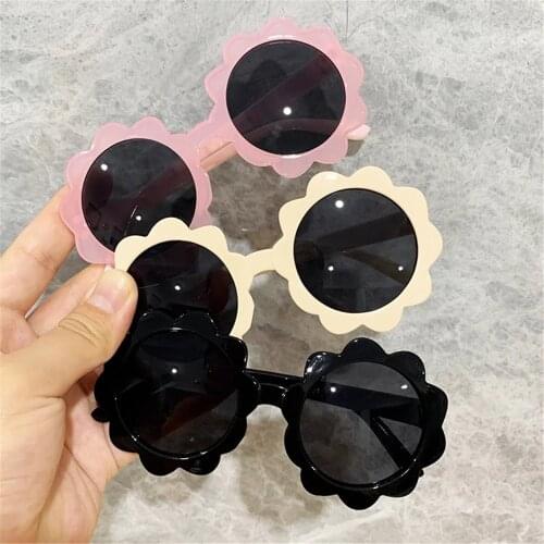 Trendy Kids Round Sunglasses Sun Glasses Round Flower Edge Baby Children UV400 Outdoor Car Sport Eyewear For Girls Boys