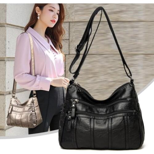 New Womens High Capacity Soft Leather Shoulder Bags Multi-Layer Classic Crossbody Bag Luxury Designer Handbag and Purse Tote