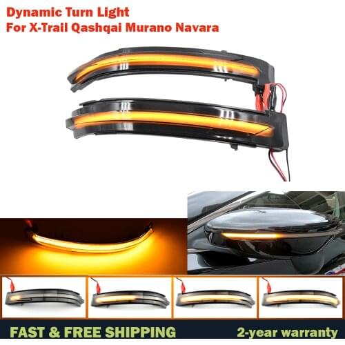 LED Dynamic Turn Signal Side Mirror Sequential Light For Nissan X-Trail T32 Rogue Qashqai J11 Murano Z52 Juke Navara Pathfinder