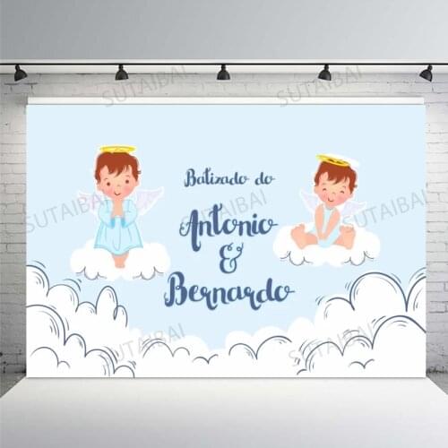 My First Communion Invitation Baptism Details Boy Angel Custom Photo Studio Background Photography Backdrops Photocall Vinyl