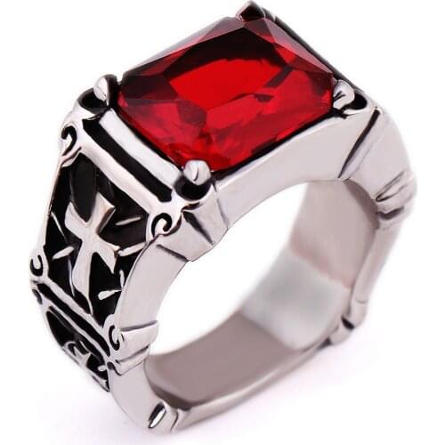 Top Quanlity New Style Red zircon Ring Mens Women 316L Stainless Steel CLAW Rings