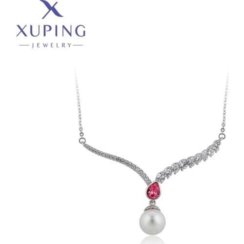 Xuping Jewelry Elegant New Arrival Water Drop Shaped Crystals Pendant Necklaces Clavicle chain Luxury Ladies Gifts 40277