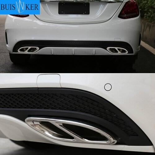 2PCSx Rear Cylinder Exhaust Pipe Cover Trim Stainless Steel For E Class W212 W213 14
