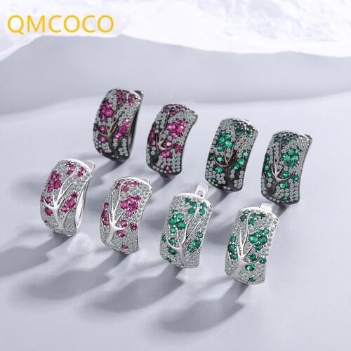 QMCOCO Simple Punk New Branch Earrings Plant Geometry Zircon Woman Earrings 925 Silver Ear Buckle Korean Style Party Gifts
