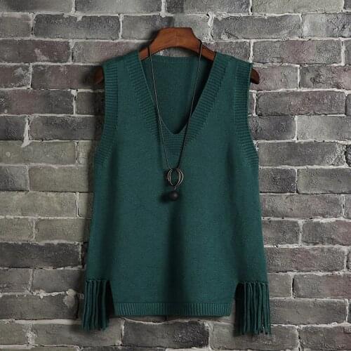 Women Solid color Sweater Vest Korean Knitted Sleeveless Sweater Female Autumn Winter Casual Loose Pullover women