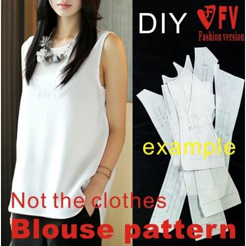 Female soil hem sleeveless collarless casual shirt garment sewing drawings 1:1 making pattern BCY-42