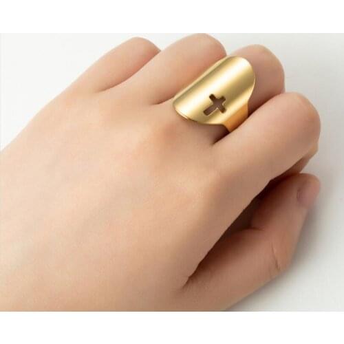 WANGAIYAO new retro opening ring female ins fashion personality stainless steel cross opening adjustable simple wild couple ring