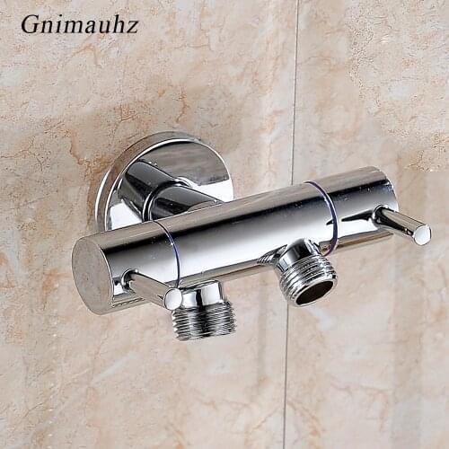 1/2 inch(DN15) Wall Mounted Double Outlet Outdoor Faucet Bathroom Wall Mounted Wash Toilet 1 inlet 2 outlet Angle Valve