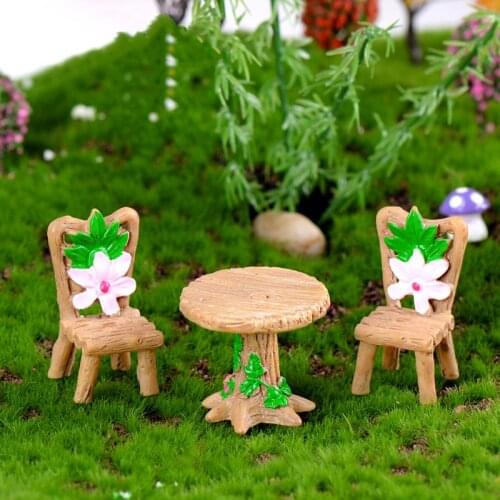 3Pcs/Set Mini Chair Desk Miniatures Fairy Garden Ornaments Figurines Toys DIY Aquarium Accessories Home Decoration