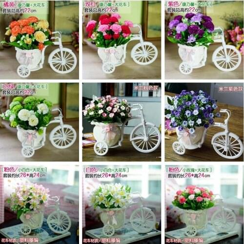 1 pc/Lot artificial flowers silk Rose flower and Bike basket Simulation flowers suit for DIY home wedding party for decoration