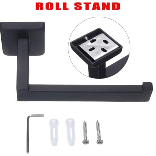 1Pcs Matte Black Toilet Paper Holder Wall Mount Tissue Roll Towel Hanger Stainless Steel Bathroom Accessories