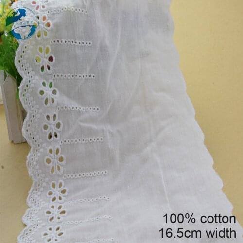 10yards 16.5cm white 100%cotton embroidery lace french lace ribbon fabric guipure diy trims warp knitting sewing Accessories3256