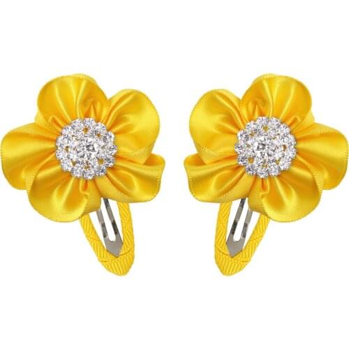XIMA 2 Pieces Little Satin Flower Hair Clip Children Hair Barrettes Lovely Hairpins Clip for Girls Hair Accessories