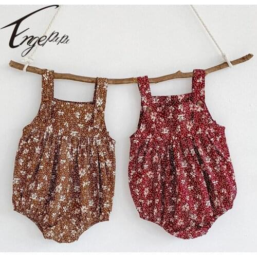 Engepapa Printing Flower 2021 Infant Baby Girls Cotton Soft Sleeveless Leaves Toddler Autumn Printed Cute Toddler Baby Clothes