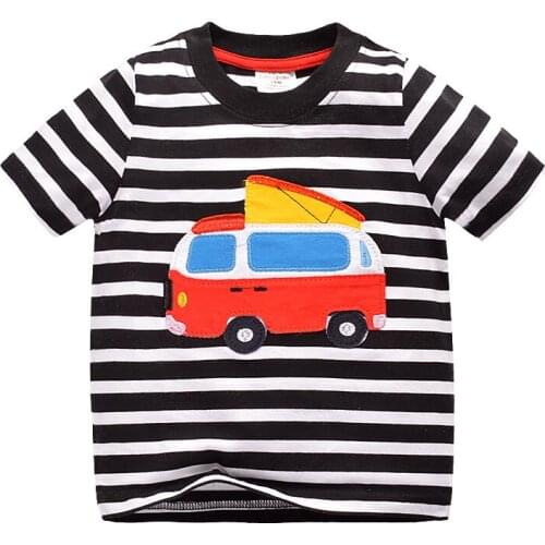 2017 Summer children t-shirt Jurassic World dinosaur Print car 3D Embroidery Cotton Kids Tees tops baby clothes boys girls 2-7Y