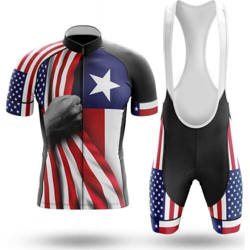 2021 American Flag Texas Cycling Jersey Set Summer Clothing Road Bike Shirts Suit Bicycle Bib Shorts MTB Wear Maillot Ropa