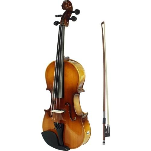4/4 Full Size Acoustic EQ Electric Violin Fiddle Kit Solid Wood Spruce Face Board with Extra Strings Clean Cloth Retro Sunset