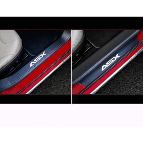 4PCs For Mitsubishi Asx Door Threshold Guard Carbon Fiber Pu leather Car Accessories