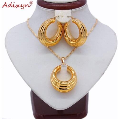 Adixyn Wedding Bridal Earrings/Pendant/Necklace Rose Gold Color Jewelry Set For Women Party Gifts N031917