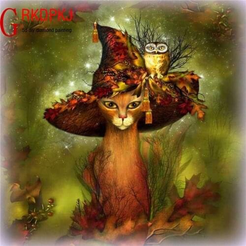 GRKDPKJ 5d diamond painting full drill square diamond embroidery Cross stitch pictures of rhinestones The art of cats and owls