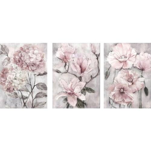 Diy Diamond Embroidery Fantasy Pink Flower 5D Diamond Painting Peony Cross Stitch Diamond Mosaic Triptych Wall ArtZP-3290