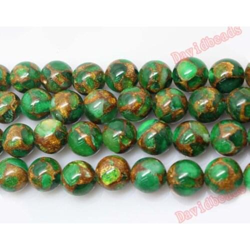 Factory price Natural Green gold colored stone Loose Nepal Beads 16" Strand 6 8 10MM Pick Size For Jewelry Making