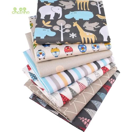 Chainho,New Cartoon Series,7pcs/Lot,Printed Twill Cotton Fabric,Patchwork Cloth,DIY Sewing Quilting Material For Baby&Children