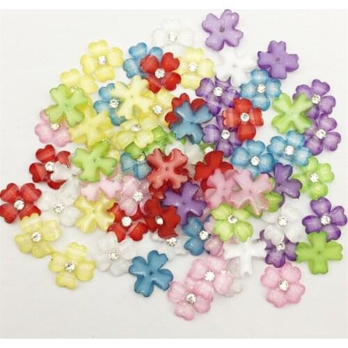 12MM Beads Flower Beads Glue-On Resin Flower Rhinestones Crafts Phone Accessories 50Pieces/lot Colourful Plastic Crafts