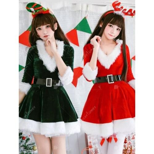 Christmas Party Costumes Women Red Santa Clothes Cosplay One Piece Dress
